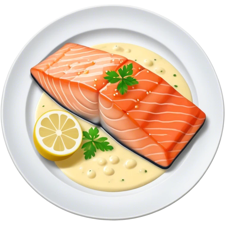 Fine dining, salmon with lemon sauce emoji