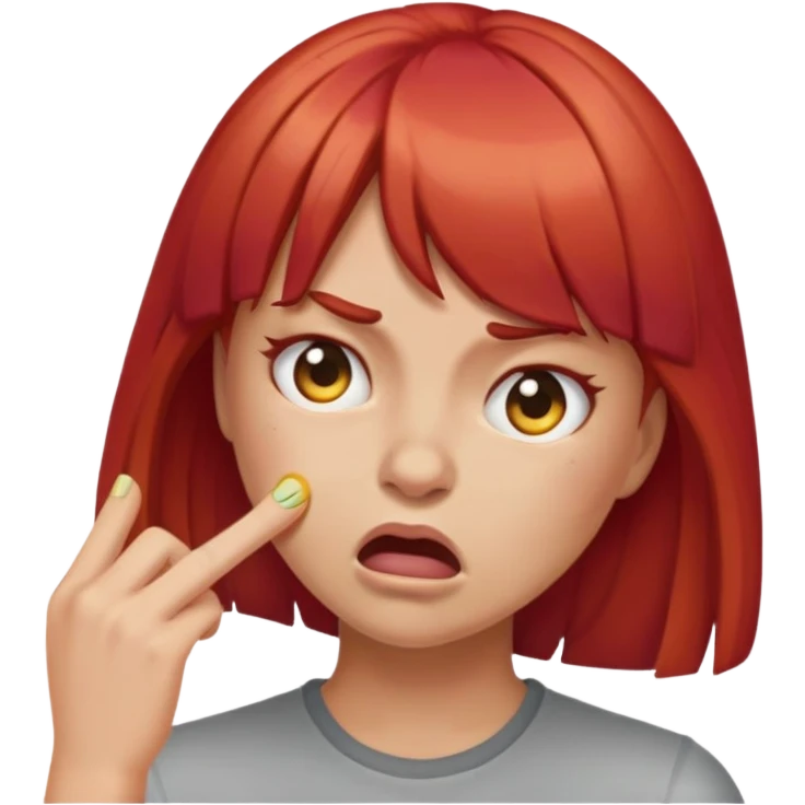 female emoji with red hair and bangs smacks her forehead in disgust emoji