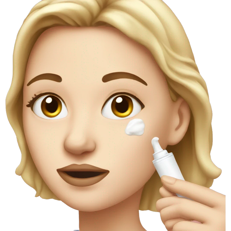 white girl applying cream on face emoji