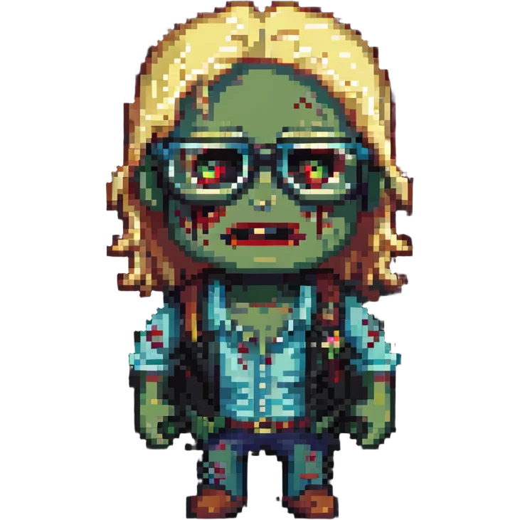 zombie with blond hair and glasses emoji