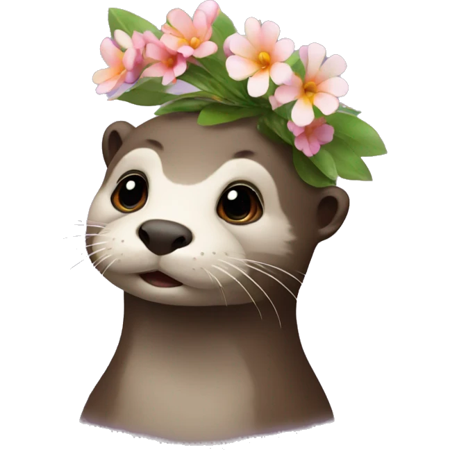 Otter with flower on head emoji