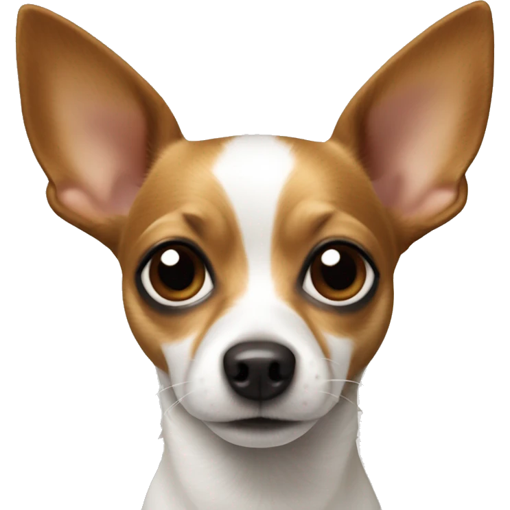 White and brown chihuahua jack Russel mix pointy ears  emoji