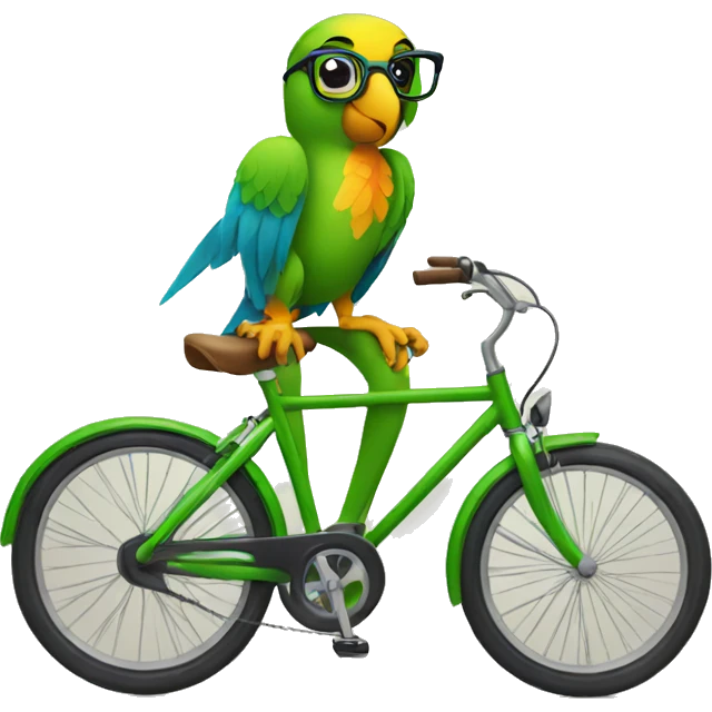 parrot with glasses on bike emoji