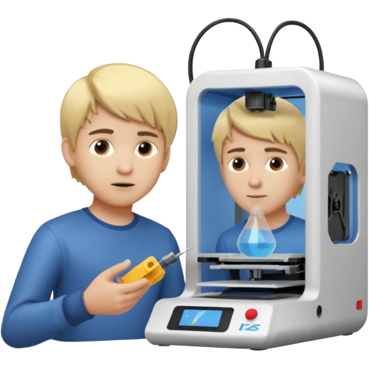Boy with blonde hair using 3D Printer emoji