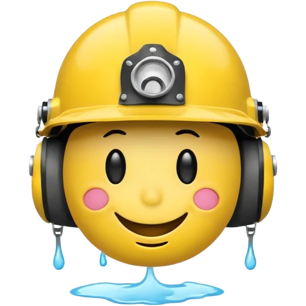 Brain fart smiley face with helmet  emoji