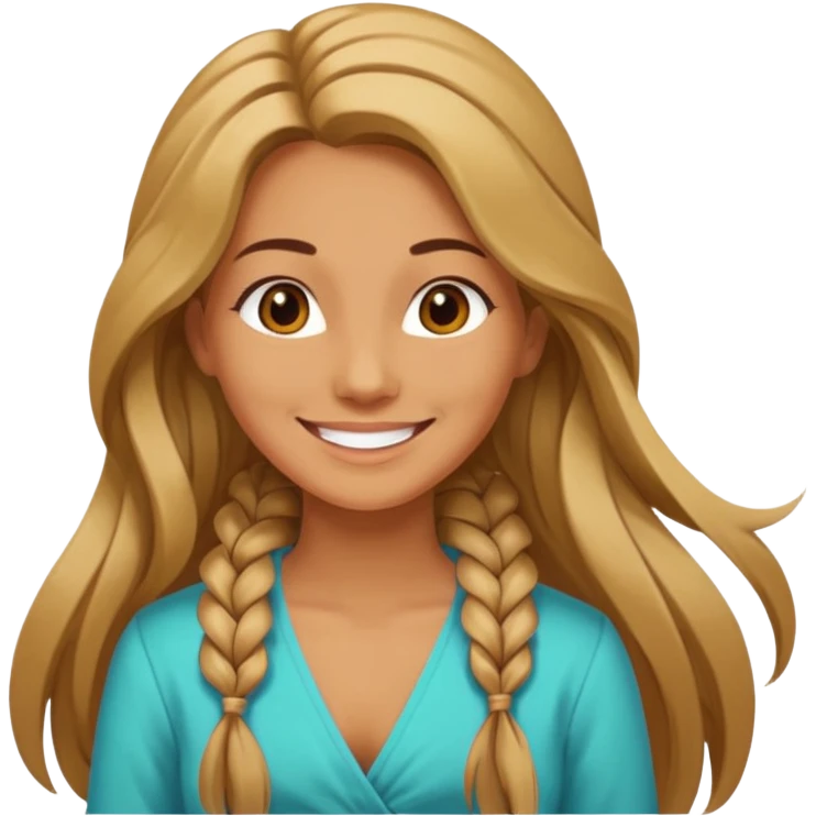 Empowered woman enjoying long tied hairs with full body sideways photo emoji