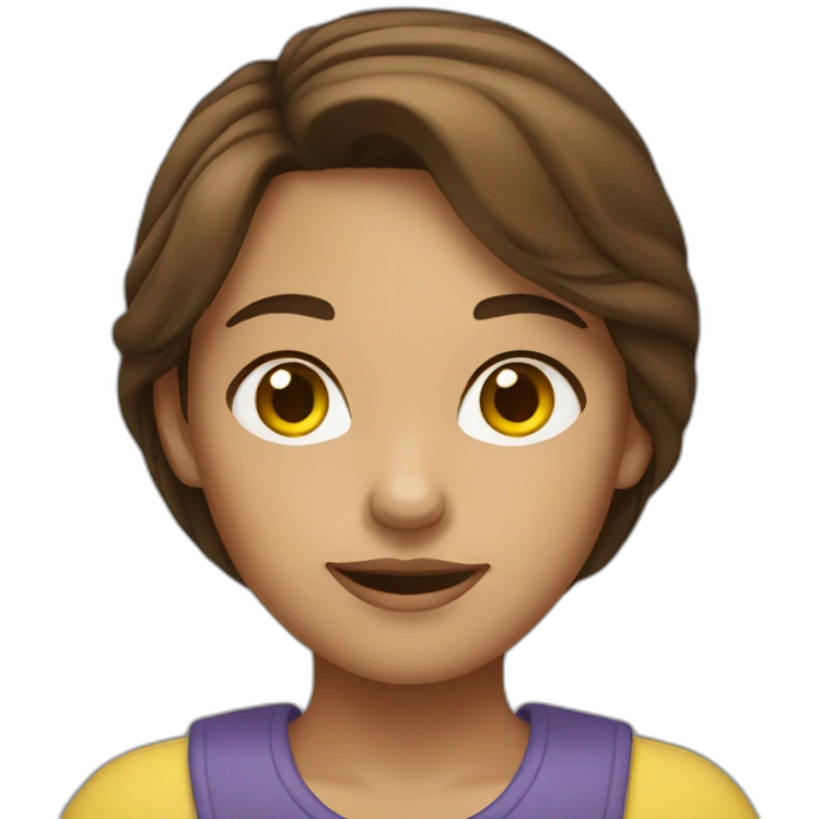 Girl with brown hair and yellow skin emoji