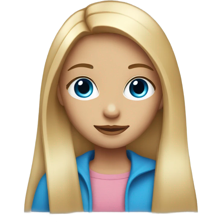  girl with long straight blonde hair, blue eyes, she has long lashes emoji