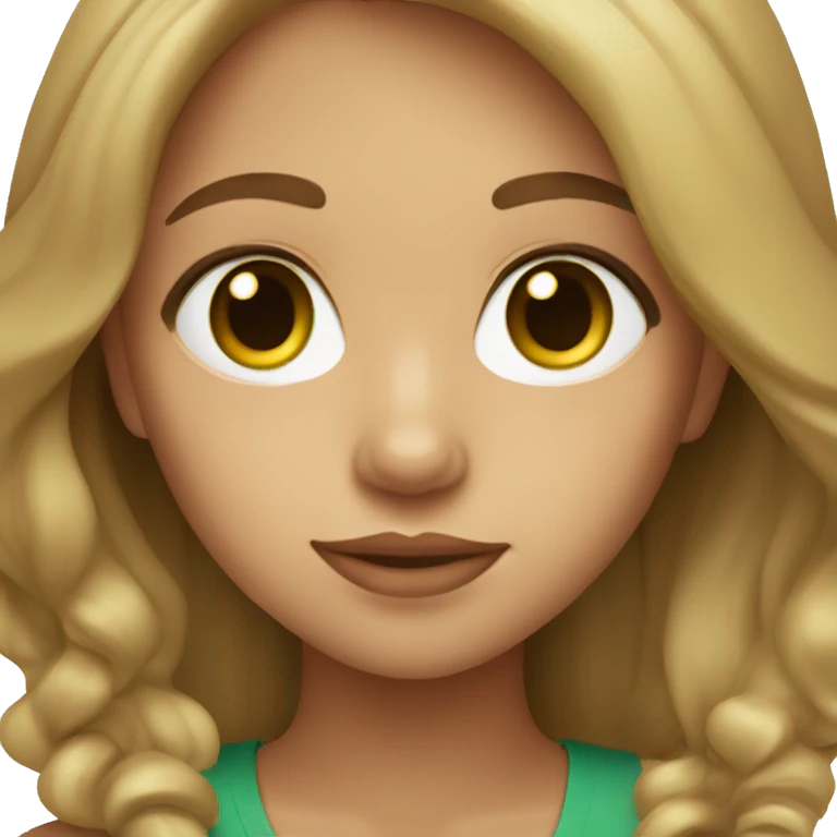 a light skin girl with light brown  hair and green brown eyes  emoji