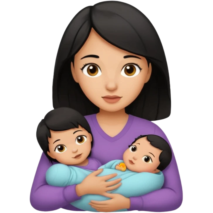 mom holding newborn baby girl with brown eyes tan skin and black hair and blue eyes newborn girl baby tan skin black hair emoji