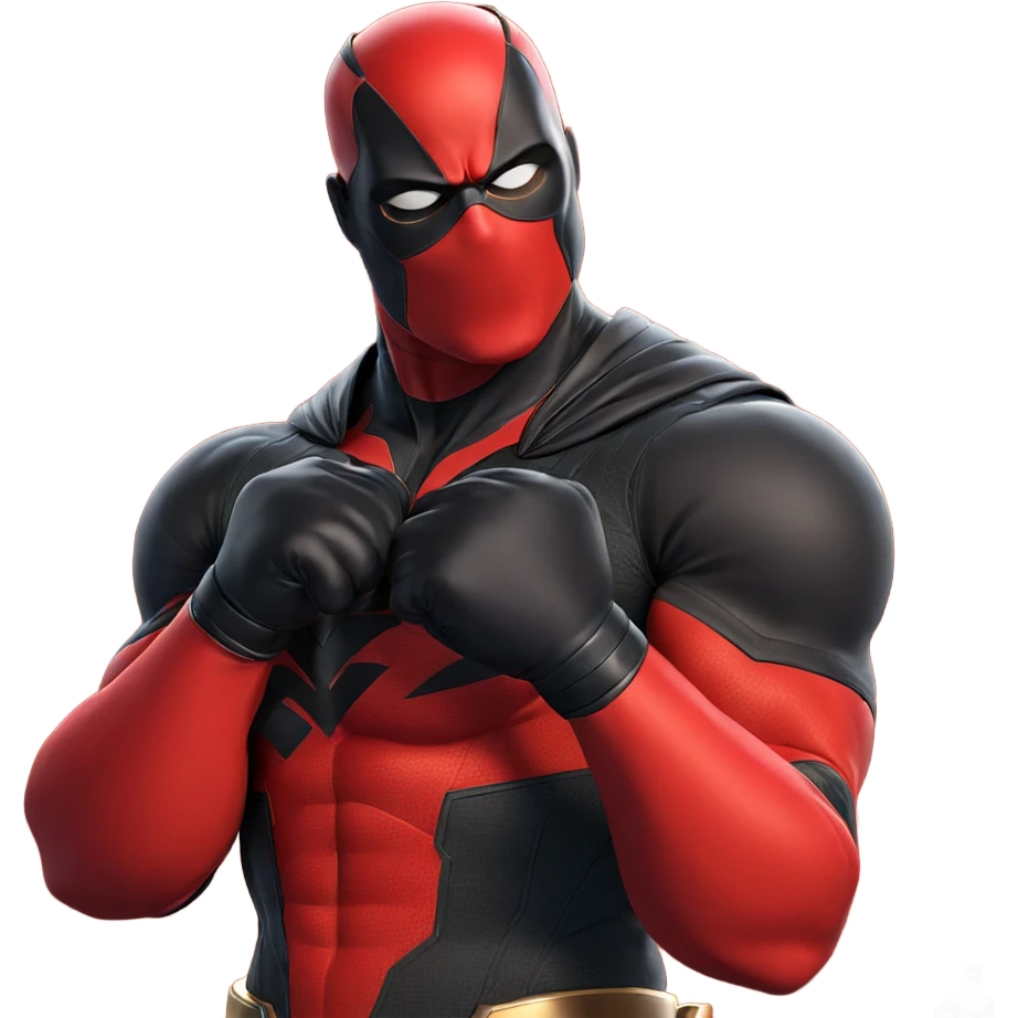 masked muscular superhero in bodysuit emoji