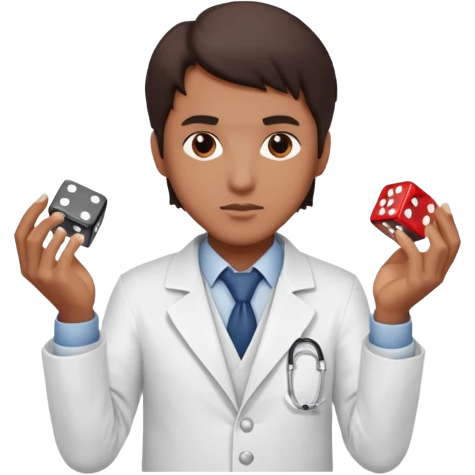 un doctor jugando a los dados emoji