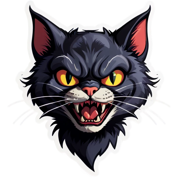 Realistic evil looking cat up to no good. Make it look less like a sticker emoji