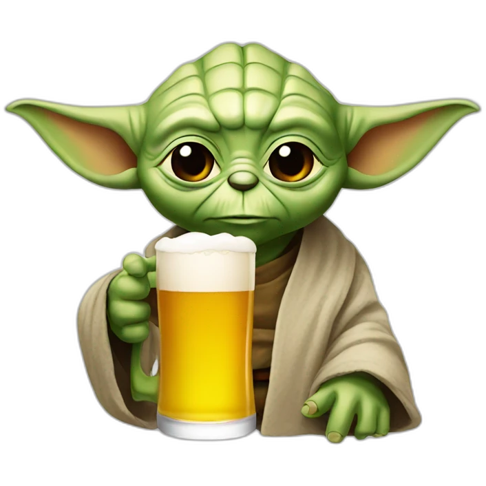 Yoda drinking a beer emoji