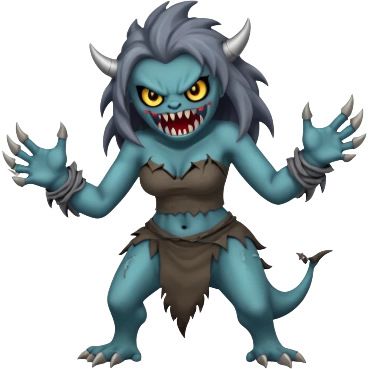 dark angry siren monster, full body emoji