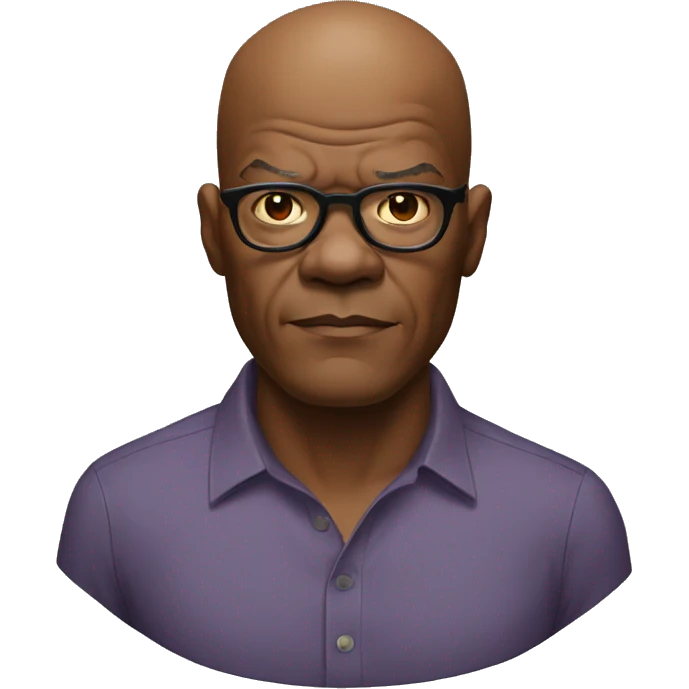 bald samuel l jackson serious wearing shirt emoji