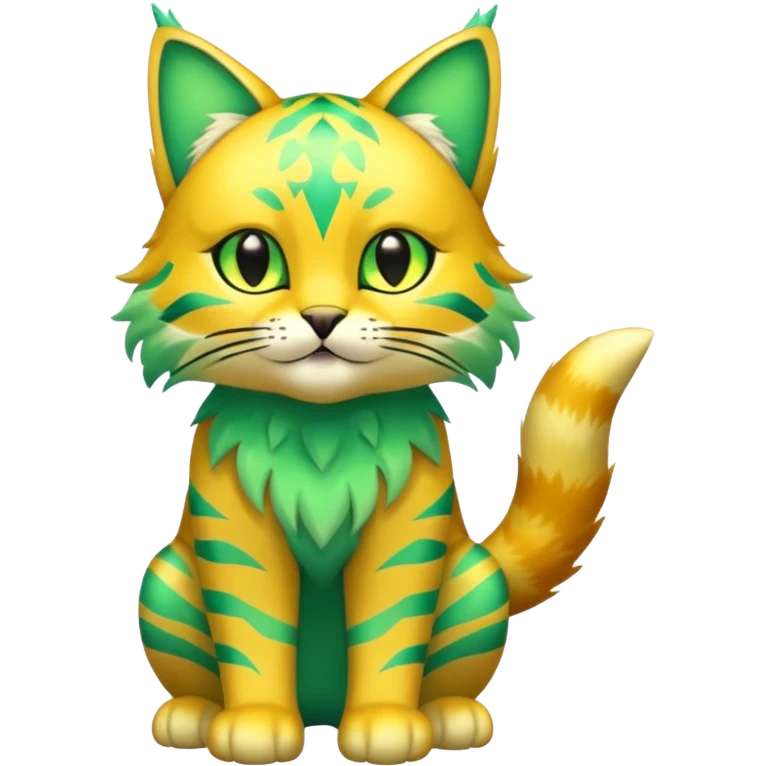 Shiny Green and Yellow Electrike-Sprigatito-Bobcat-Amaura-Aurorus-Shiny-glorp-cat-fusion (full body) emoji