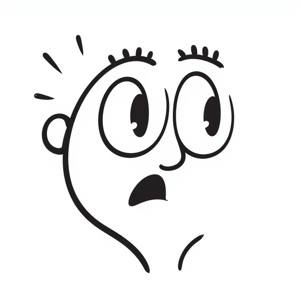 scribbled lines face with shocked expression, doodle style, after witnessing cannibalism emoji