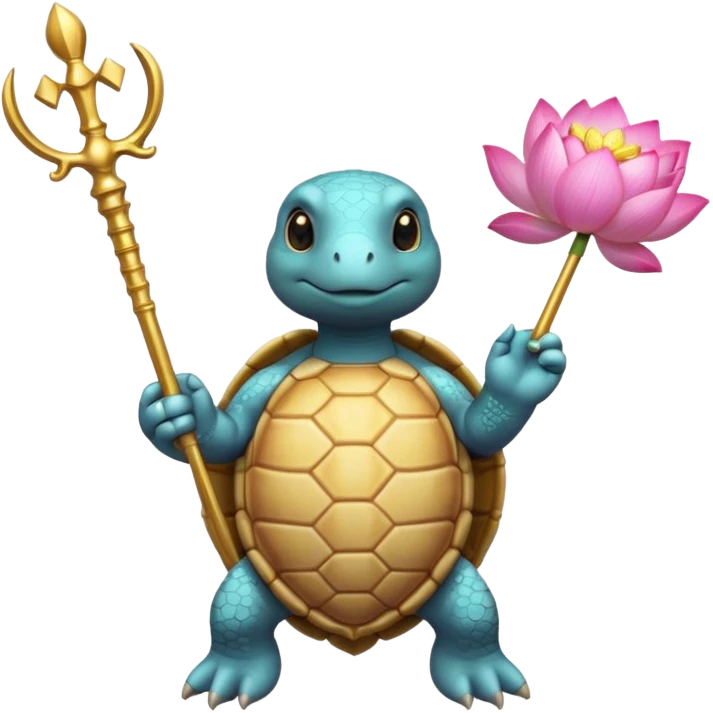 turtle, scepter, buddhism, lotus emoji