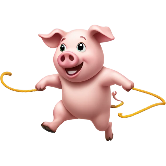 Pig jumping with a jump rope emoji