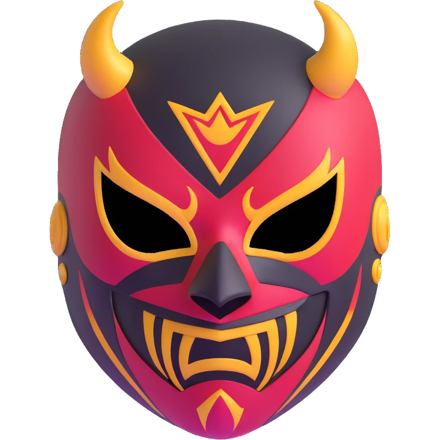 colorful sinister luchador mask with evil expression emoji