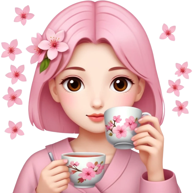 Girl drinking Sakura tea  emoji