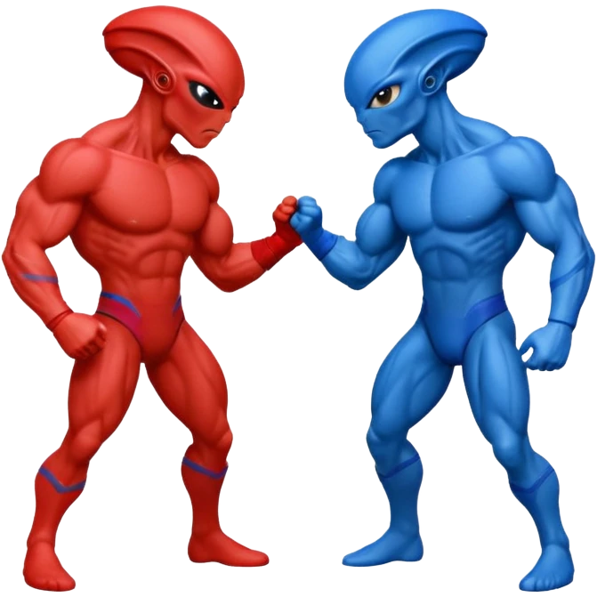 
two alien sparring, red uniform and blue unidorm
 emoji