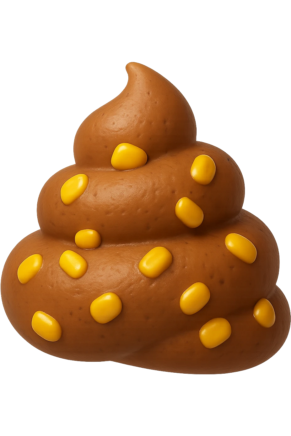 emoji stile iphone 3d di una cacca con mais visibile all'interno, iperrealistiche 4k emoji