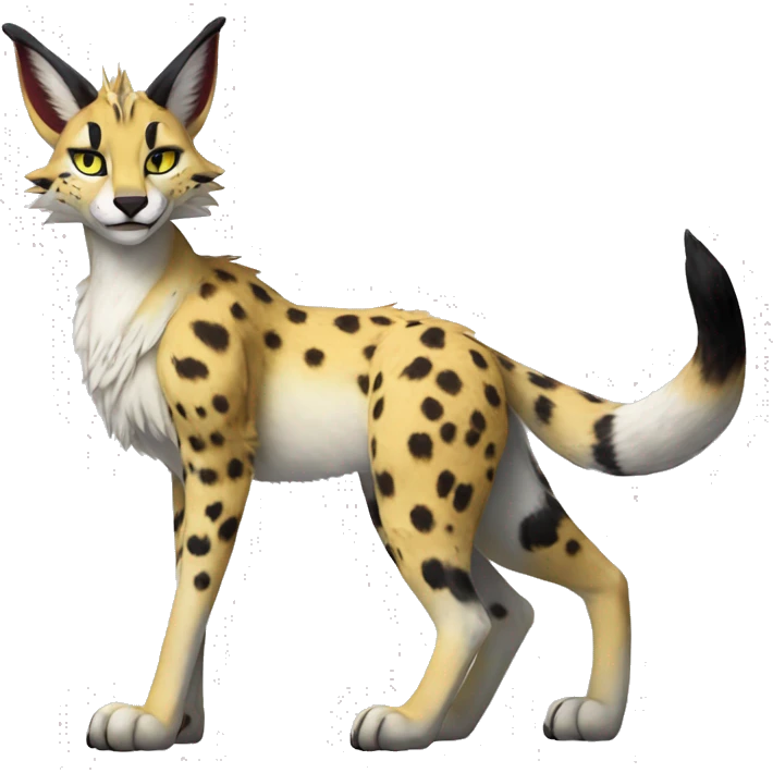 Anthro Epic Beautiful Handsome Pretty Colorful Sergal-Serval-Vernid full body emoji