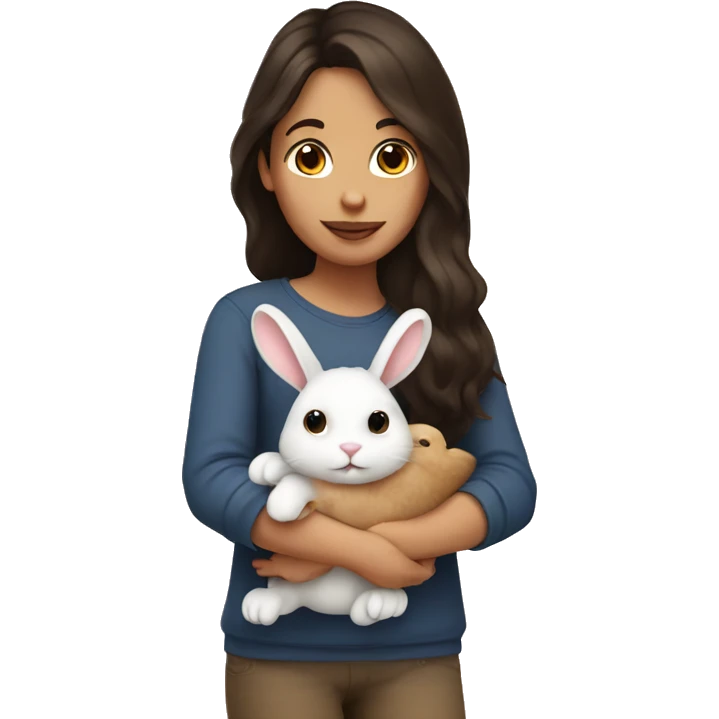 brunette girl holding a bunny  emoji