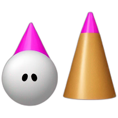 two circular balls with a cylinder over it, with a pink cone on top emoji