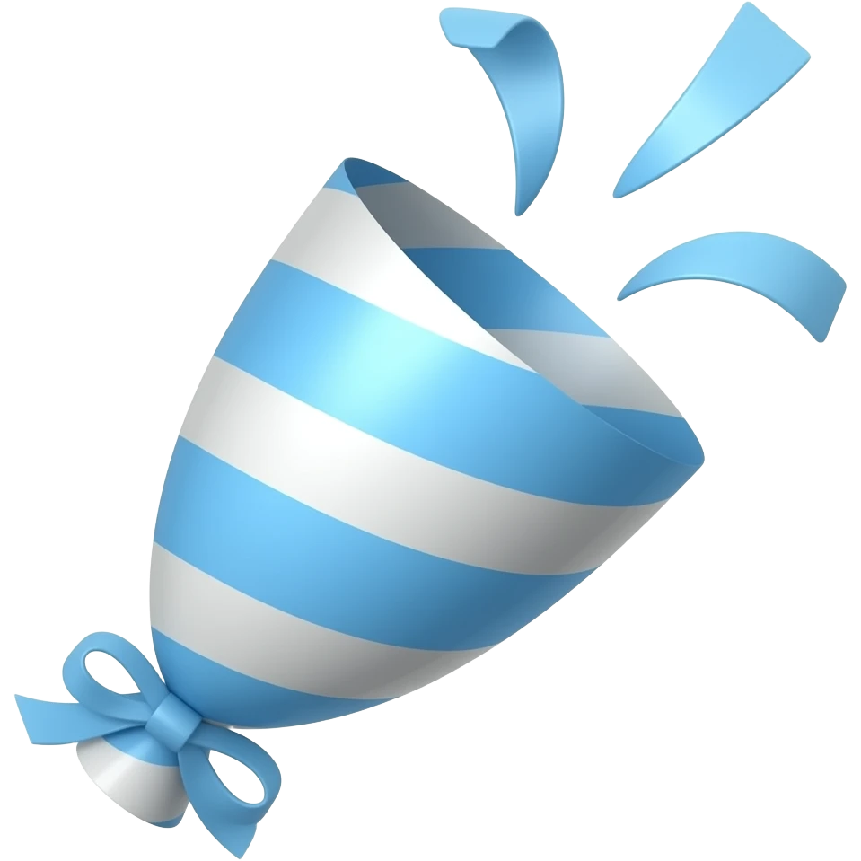 Blue pastel confetti popper emoji