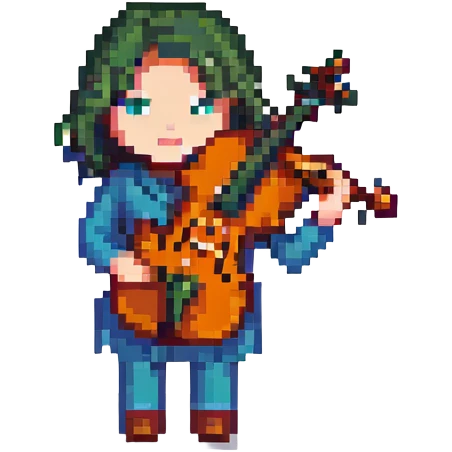 A character playing the violin emoji