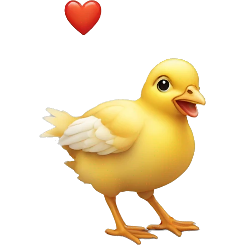 un poussin avec des coeur emoji