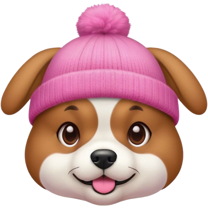 dog wearing a pink beanie emoji