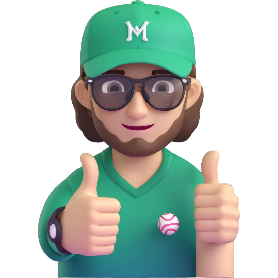 guy with brown hair, baseball cap, Pit Viper glasses, giving a thumbs up emoji