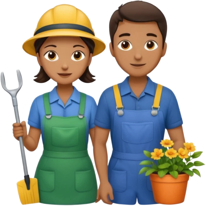 Couple, she is a housekeeper and him is a gardener/maintenance emoji