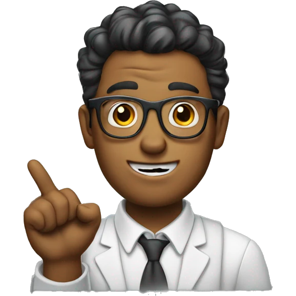 nerd with one finger sticking up emoji