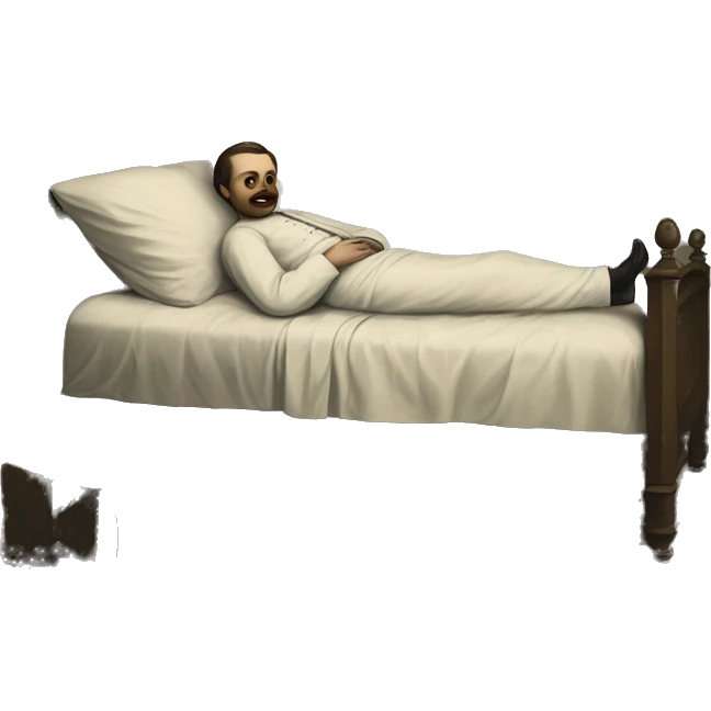 A sick man on a bed in 1870 emoji