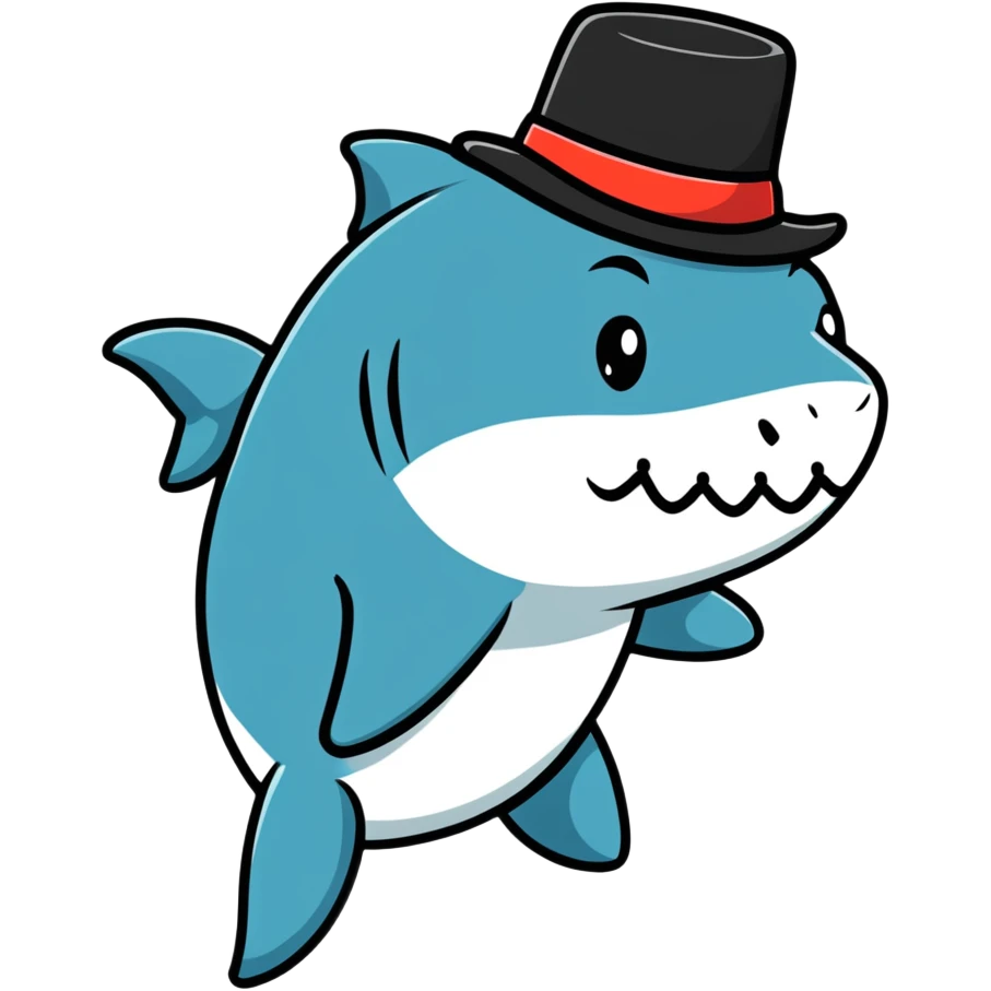 shark wearing a top hat emoji