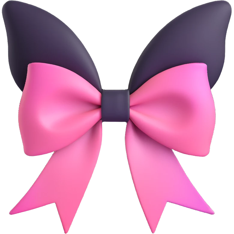 emoji style pink bow with gothic effect, pastel pink to black gradient,, remove background emoji