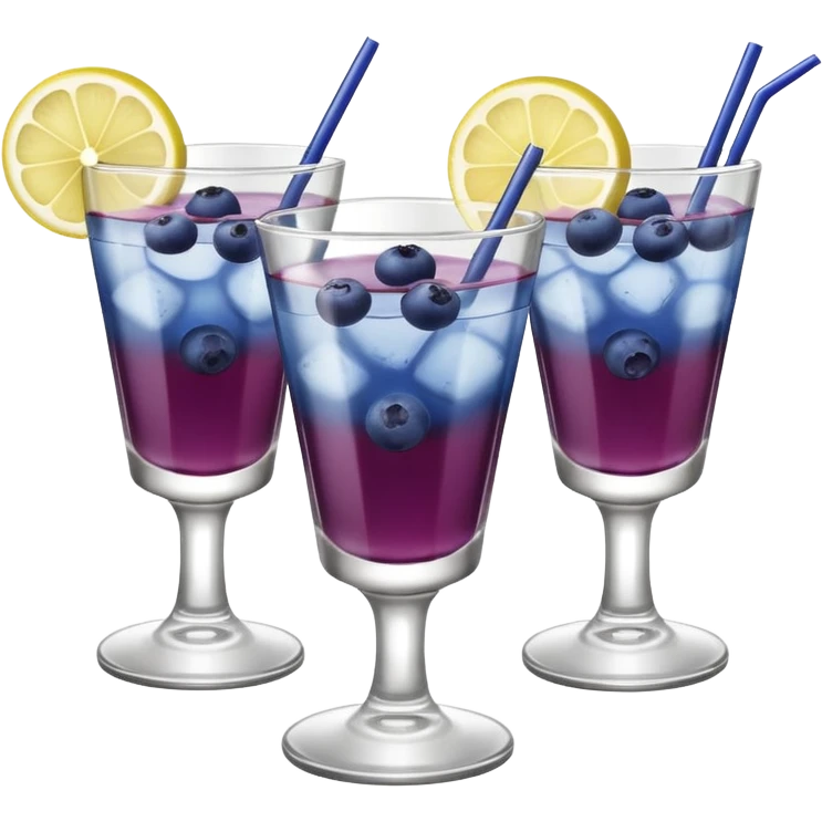 4 shotglasses with blueberry lemon drop in them  emoji