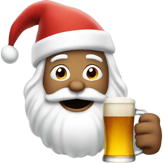 Santa drinking beer emoji