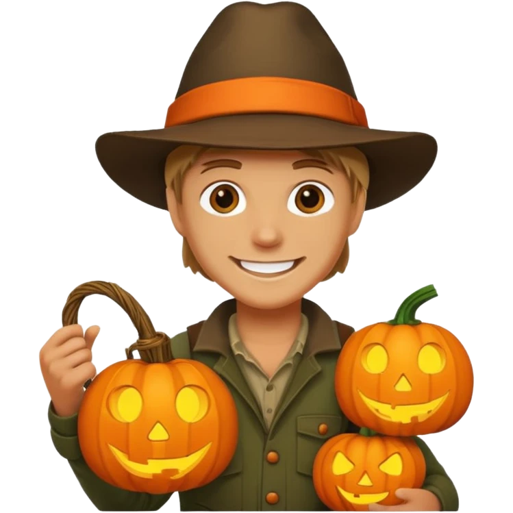 Hunter With Jack o Lantern emoji