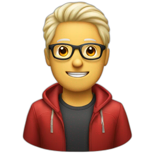 Hombre blanco pelo canoso gafas rojas emoji