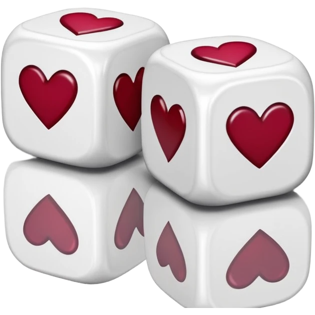 two dices in with burgundy red heart details emoji