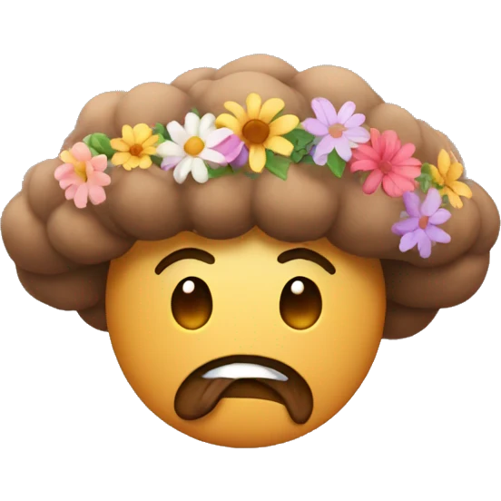 Brown fart cloud with flower crown emoji