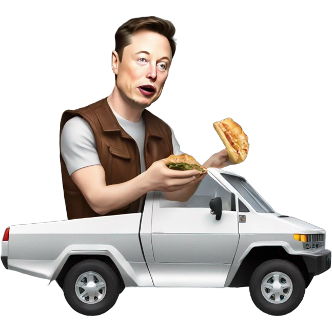 Elon Musk eating a cybertruck emoji