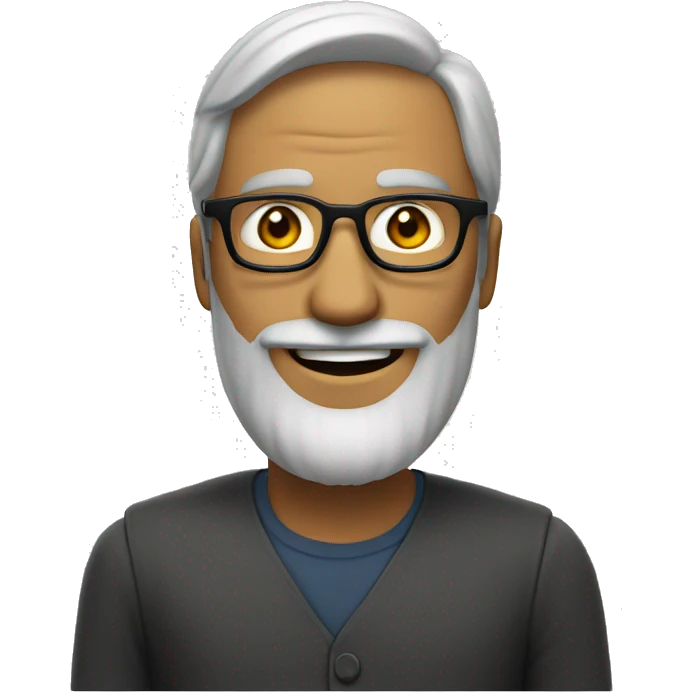 The man in the papakha and with a beard is smiling. He is wearing glasses. emoji