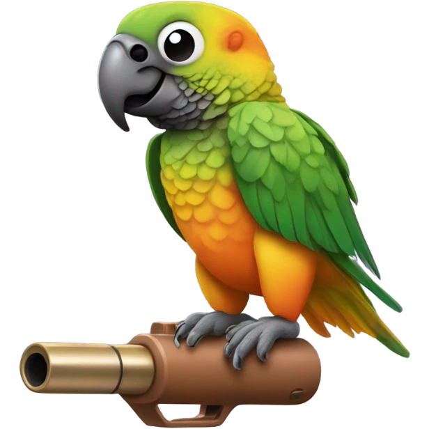 Conure holding gun emoji